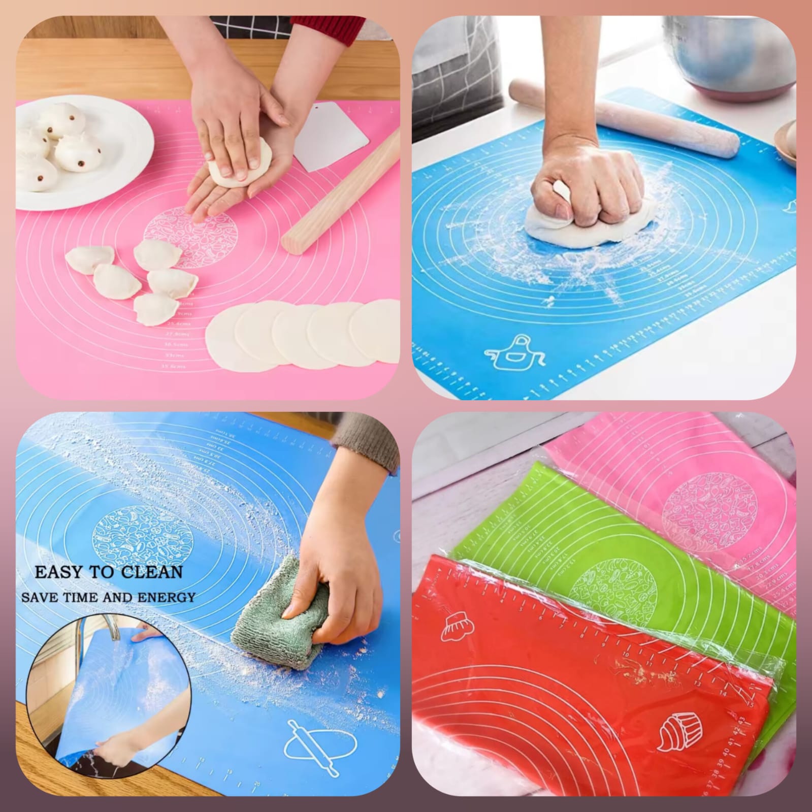 Non-Stick Silicone Roti & Baking Mat (Big Size) - Heat Resistant Dough Kneading Mat