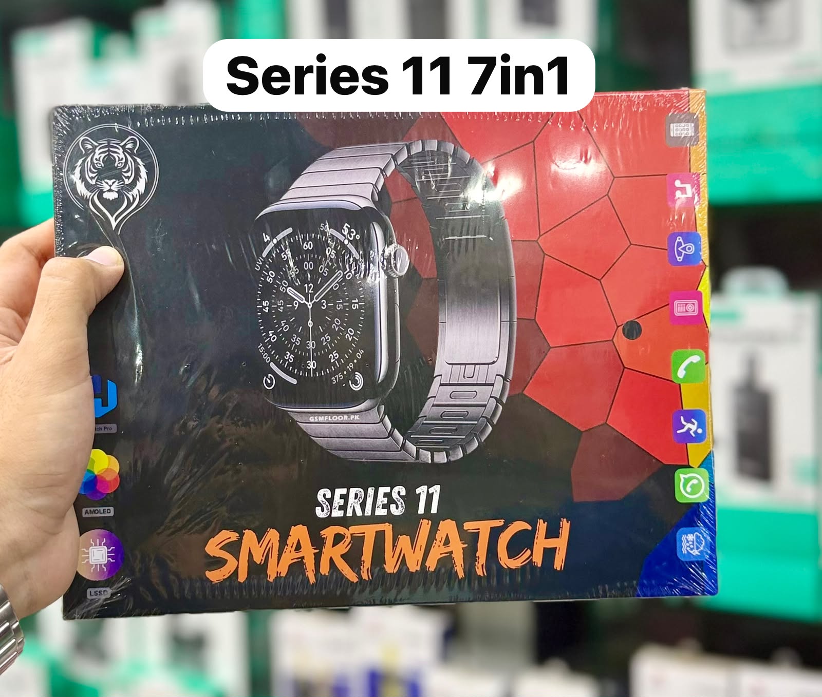 Series 11 - 7in1-Smartwatch 7 in 1 Combo | AMOLED Display | Hiwatch Pro App | Bluetooth Call | Health & Fitness Tracker | 7 Straps Included | For Android & iOS