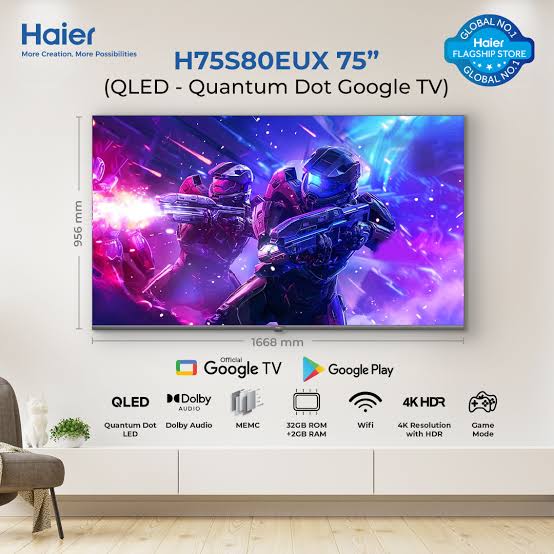 Haier 75S80/81EUX 75-Inch 4K UHD Smart LED TV - Premium Home Entertainment