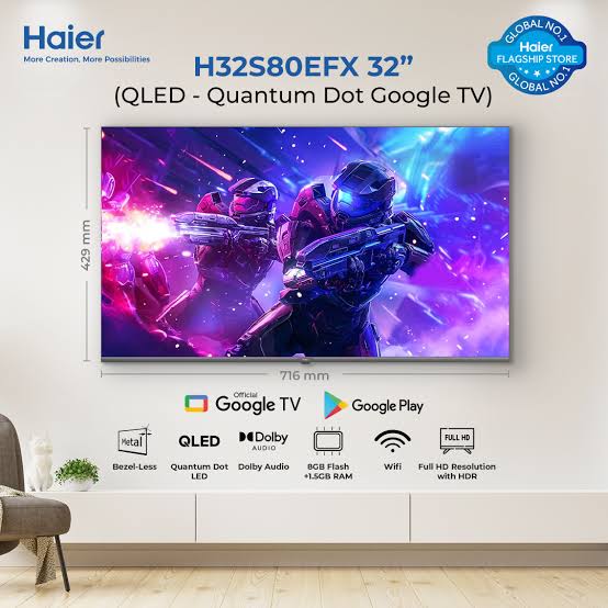 Haier 32-inch Smart LED TV Full HD | Model 32S80/81EFX Price in Pakistan