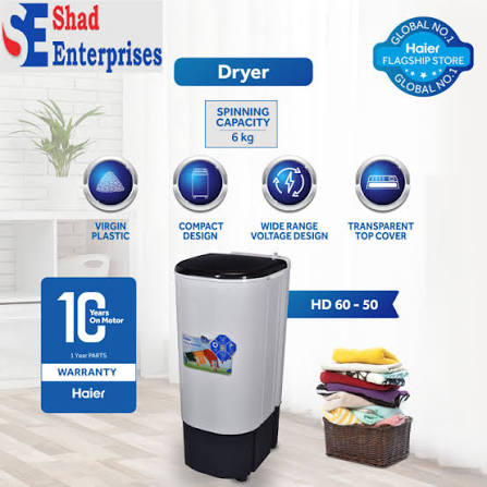 Haier Washing Machine HD 60-50 is a dedicated 6 kg single-tub spin dryer