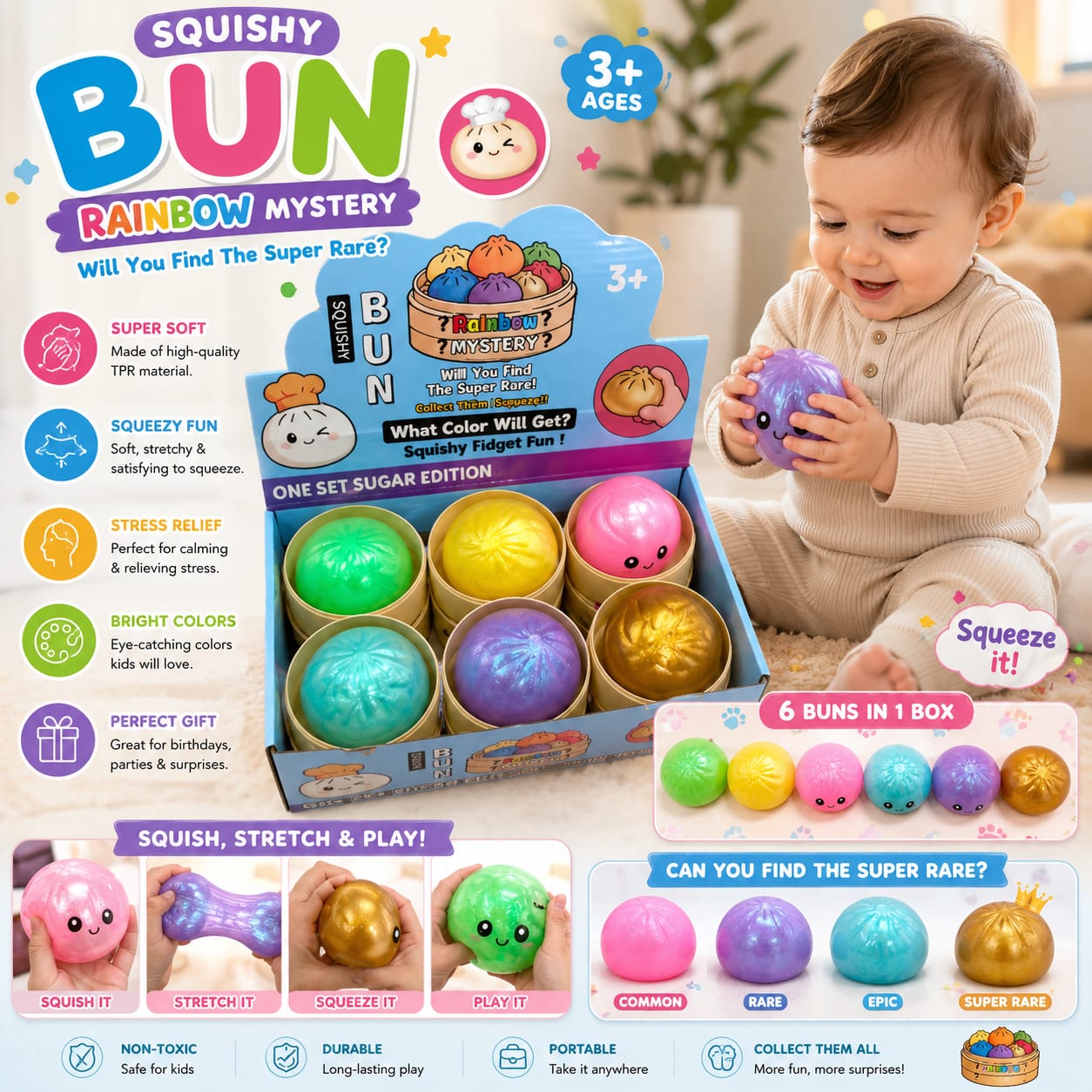 Cute Dumpling Squishy Sensory Squeeze Toy for Stress Relief & Fun - Pakistan