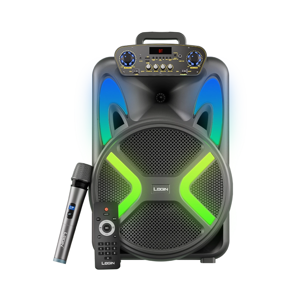 Login L-266 Ronaq 15-inch Portable Bluetooth Speaker with Mic & RGB Lights