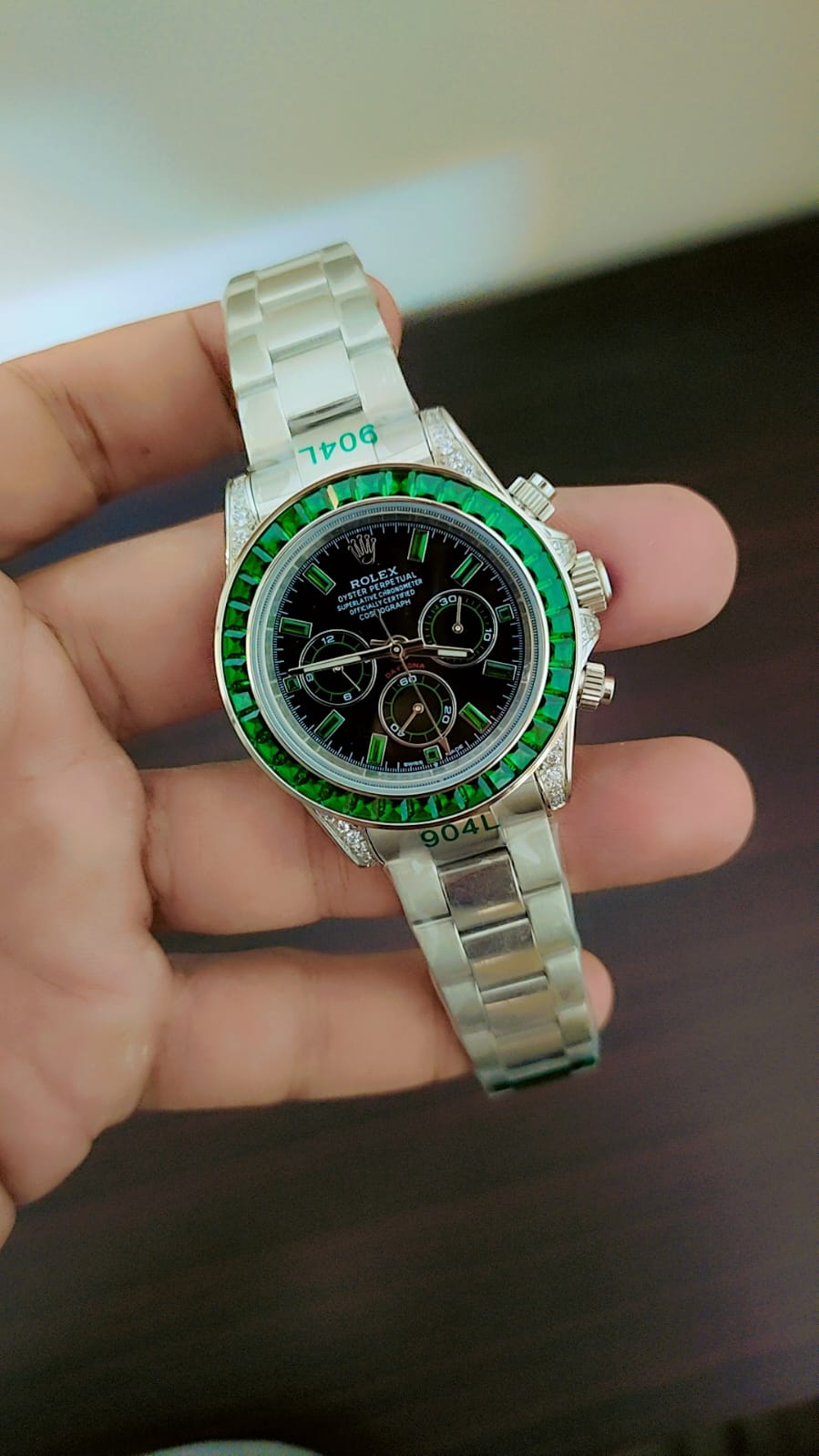 Rolex Cosmograph Daytona Off-catalog Gem set piece Original Silver